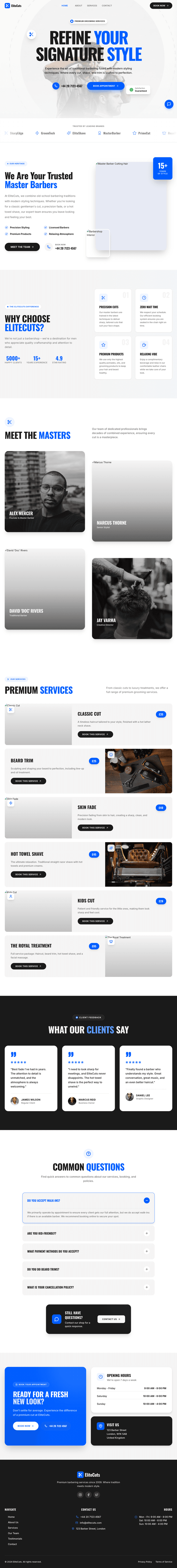 EliteCuts Barbershop homepage preview